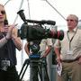 Audrey Lefebvre, chef de produit, et Patrick Ribourg, directeur Activité Média, autour d'un camescope F3 équipé d'un zoom Angénieux - (...) 