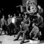 On the set of "A Matter of Life and Death" - Michael Powell sitting in the center, Jack Cardiff, behind him, Geoffrey Unsworth at the (...) 