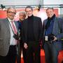 De g. à d., Andreas Kaufmann (Leica), Jean-Yves Le Poulain, Pierre Andurand (Thales Angénieux), Gerhard Baier (Leica, GS Sinderoptics) - Photo (...) 