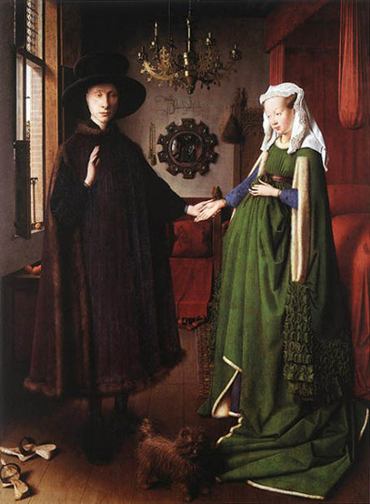 Le mariage de Giovanni Arnolfini - Jan Van Eyck, 1434,<br class='manualbr' />huile sur toile, National Gallery, Londres
