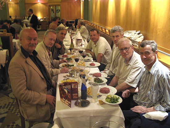 Dinner at the Brasserie La Coupole - Paul-René Roestad, FNF, Jean-Jacques Bouhon, AFC, Robert Alazraki, AFC, Tony Costa, AIP, Etienne Fauduet, AFC, Andreas Fischer-Hansen, DFF, and Jean-Noël Ferragut, AFC (left to right)