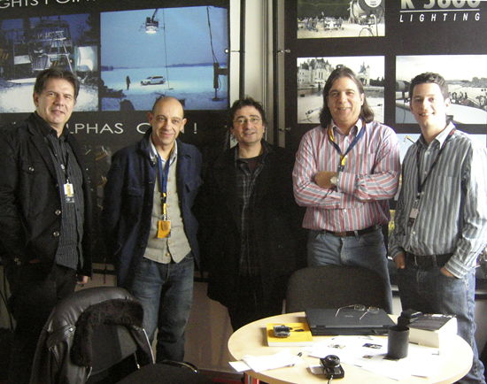 In the K5600 Lighting booth - From left to right : Eric Guichard, AFC, Bruno Delbonnel, AFC, ASC, Eric Gautier, AFC, Marc Galerne and Julien Bernard (K5600 Lighting)