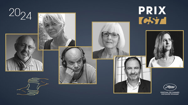 Le jury du Prix CST de l'Artiste-Technicien 2024 - De g. à d. : Jean Achache, Agnès Godard, Yves-Marie Omnès, Ariane Boeglin-Levent, Jean-Marie Dura, Maud Boissac