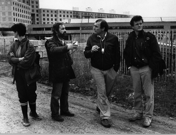 Sur le tournage de "Billy Ze Kick" - Jean Monsigny, Patrick Wyers et Gérard Mordillat en 1985<br class='manualbr' />Photo Georges Azenstarck