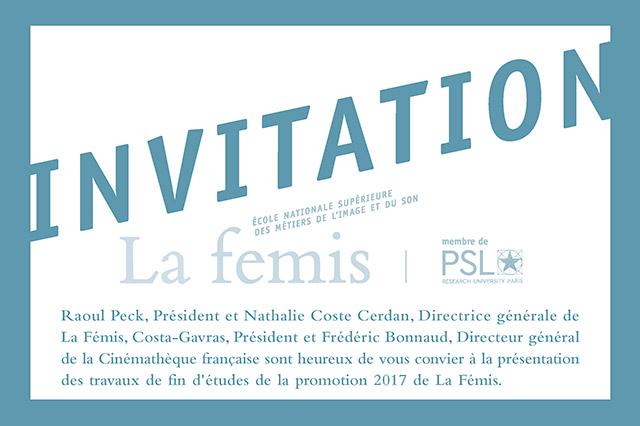 Présentation des travaux de fin d'études de La fémis, promotion 2017 "Agnès Varda"