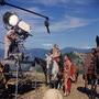 Rex Harrison et Richard Burton sur le tournage de "Cléopâtre", en 1963, une Mitchell 65 mm sur le praticable 