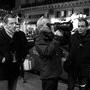 Dany Boon, Romain Winding with his eye to the viewfinder, and Malik Brahimi on location of "Supercondriaque" in 2013 - Photo by (...) 