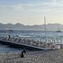 La plage et le ponton de l'hôtel Martinez au coucher du soleil - Photo Françoise Noyon 