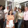 Annick Mullaiter, en avant-plan, lors d'un Rendez-vous de midi des partenaires de la CST, à Cannes en 2003 - De g. à d. : Eric Guichard, (…) 