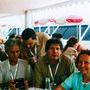 Annick Mullatier, à droite, lors d'un déjeuner Fuji/AFC sur la terrasse de la Quinzaine des réalisateurs, à Cannes en 2005 - De g. à d. : (…) 
