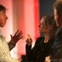Jean-Marie Dreujou, et Pascale Marin conversant avant le début de la Master Claas Dion Beebe d'Angénieux - Photo Matthieu-David Cournot 