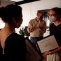 Lors de la remise du Prix de la meilleure recheche dans les locaux de la CST - De g. à d., masqués : Claire Ballu, Vincent Lowy et Louise (…) 