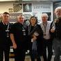 De g. à d. : Adam et Ralph Young, Nathalie Durand, Alan Lowne et Richard Andry devant le stand Lee Filters - Photo Jean-Noël Ferragut 