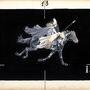 Eugène Frey, étude pour les Décors lumineux de "La Walkyrie", ca. 1909 - Encre noire, gouache et photographies collées sur carton (15 x (...) 