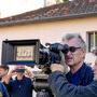 Guillaume Mattana, Wim Wenders, à l'œilleton de la Panaflex, et Gilles Porte - Photo Sandrine Thesillat 