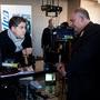 Jacques Delacoux, à gauche, sur le stand Transvideo - Photo Victoire Thierrée © AFC 