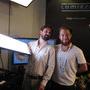Nicolas Goerg, tenant le projecteur LED SL Mini, et Jean de Montgrand sur le stand DMG Lumière - Photo Vincent Jeannot / AFC 