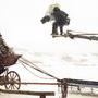 Sur le tournage des "Huit salopards", de Quentin Tarantino, en 2015 