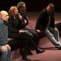 Bruno Delbonnel, Anaïs Duchet (traductrice), Joel Coen et Frédéric Bonneau (directeur de la Cinémathèque française) 