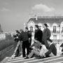 Sur le tournage de "Baisers volés", de François Truffaut, en 1968 - François Truffaut, Jean-César Chiabaut et Jacques Assuérus, (...) 