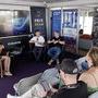 Aurélie Gonin, Hervé Baujard, au centre, et Dominique Schmit lors du CanneS Technique Dolby - Photo Jean-Noël Ferragut 