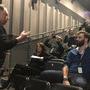 Derniers préparatifs avant la Master Class AFC entre Benjamin B, à gauche, Caroline Champetier, Pascal Lagriffoul et Pierre-Hugues Galien - Photo (...) 