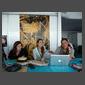 Mélanie Toubeau, Garance Cosimano et Myriam Guedjali, souriantes collaboratrices de l'équipe accueillante de la CST à Cannes