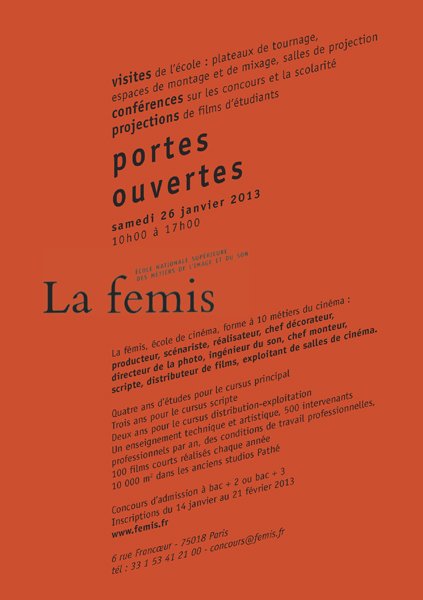 Journée Portes ouvertes 2013 à La fémis