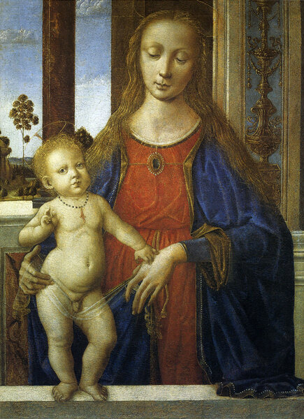 Pietro Perugino, "Vierge à l'enfant", 1470-73 - Institut Courtauld, Londres, ex Vittoria Garibaldi Perugino. Silvana, Milano 2004, ISBN 88-8215-813-6 pubblico dominio wikip
