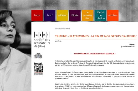 "Plateformes : la fin de nos droits d'auteur ?" Une interrogation de plus de 150 cinéastes de la nouvelle génération