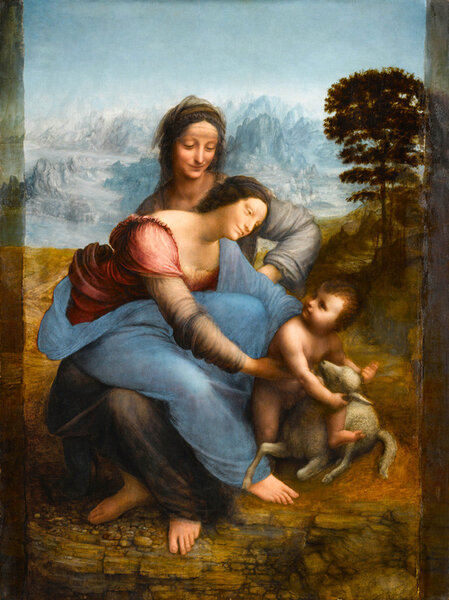Léonard de Vinci, "Sainte-Anne, la Vierge et l'Enfant jouant avec un agneau", vers 1503-1519 - Paris, Musée du Louvre
