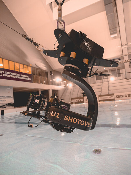 Cablecam 3 axes et Shotover U1 avec optique Scope Panavision