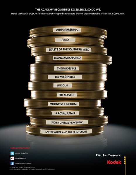 Films français et films nommés aux Oscars tournés en pellicule Kodak