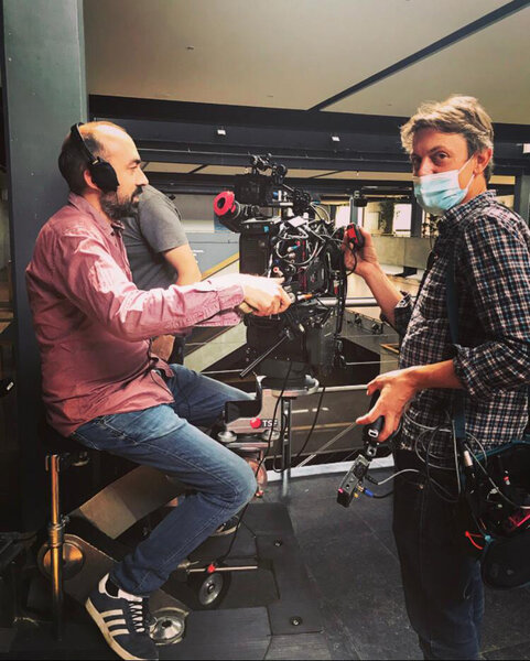 Julien Poupard, à gauche, et Maxime Gerigny sur le tournage des "Amandiers"