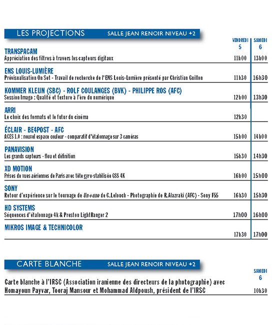 Programme et horaire des projections au Micro Salon 2016