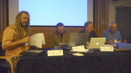 Une réunion de l'IAGA 2009 d'Imago à Bradford - De gauche à droite : Bastiaan Houtkooper, NSC, Tony Costa, AIP, Louis-Philippe Capelle, SBC, et Nigel Walter, BSC, président d'Imago