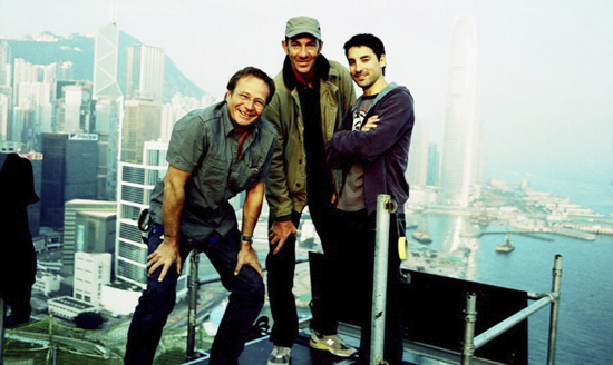 Denis Rouden, center, poses with his camera team