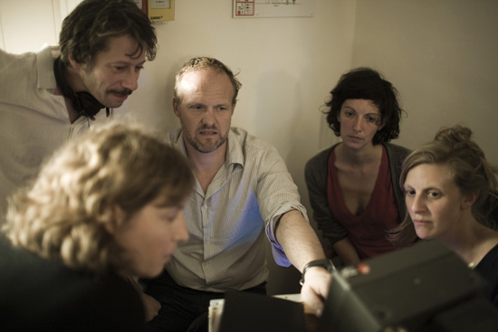 Mathieu Amalric and Christophe Beaucarne near the monitor - © Photo Nicolas Guérin