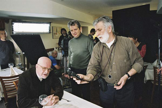Jan Machulski, Juliusz Machulski et Edward Klosinski - sur le tournage de <i>Vinci</i> de Juliusz Machulski en 2004