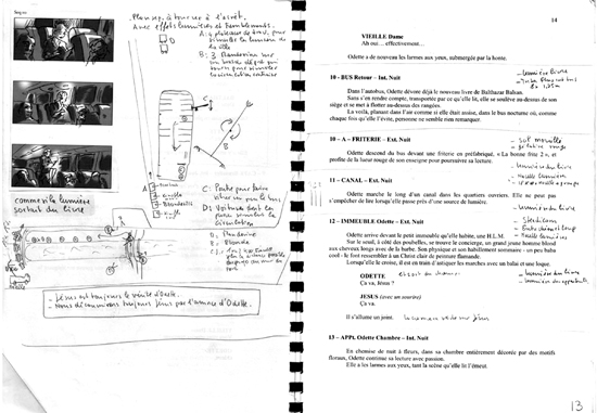Séquence du bus - Plans et notes de Carlo Varini