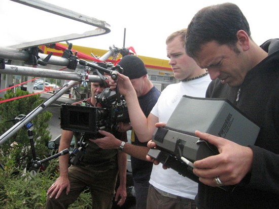 Jean-Stéphane Bron au moniteur de retour Transvidéo