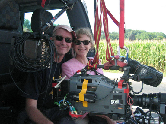 Matthieu Poirot-Delpech et Aurore Clément - sur le tournage de <i>Mon frère se marie</i> de Jean-Stéphane Bron