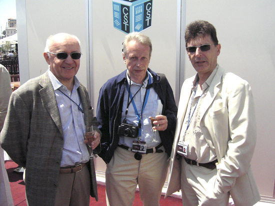 Denis Auboyer et Angelo Cosimano, Digimage, entourant Jean-Jacques Bouhon, AFC, lors du Rendez-vous de midi de la CST