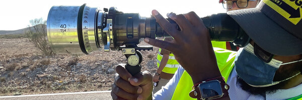 Tommy Maddox-Upshaw with the viewfinder