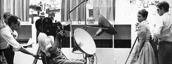 Jean-Luc Godard, Raoul Coutard, Jean Seberg et Jean-Paul Belmondo sur "A bout de souffle" - Photo Raymond Cauchetier