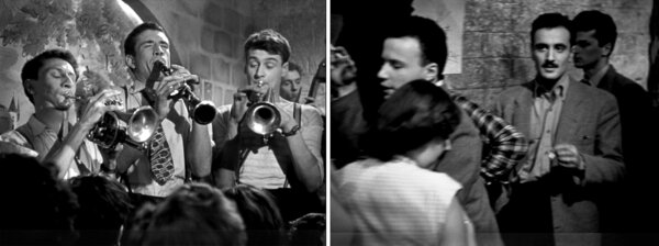 “Rendez-vous de juillet”, de Jacques Becker (1949) - Claude Luter à la clarinette (à gauche) et Pierre Lhomme, figurant (à droite) - (Captures d'images d'après DVD)