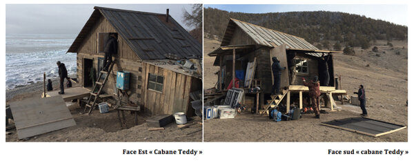 Hollywood sur Baïkal - Safy voulait tourner dans une cabane qui donne sur le lac Baïkal… Pas question de dissocier les extérieurs des intérieurs… Alors, après qu'Arnaud, Nicolas et des Bouriates aient aménagé – doux euphémisme – une route pour rendre accessible une partie du lac qui ne l'était pas, Cyril, chef décorateur, a imaginé une série de caissons qui nous permettent d'utiliser des focales plus longues tout en restant au chaud et à l'abri d'un vent qui souffle parfois très fort ici… <i>(Gilles Porte, jeudi 5 mars)</i>