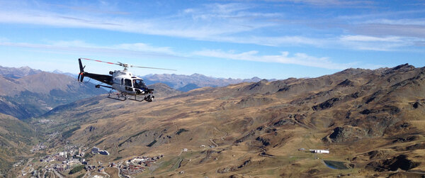 Helicopter and Super G2 over mountain - DR