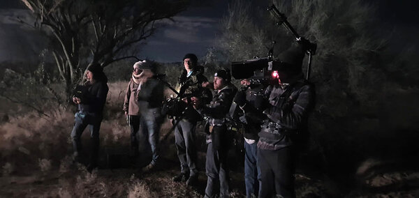 Tournage d'une scène de nuit