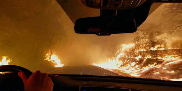 Image de la video, Californie, incendie en plein jour